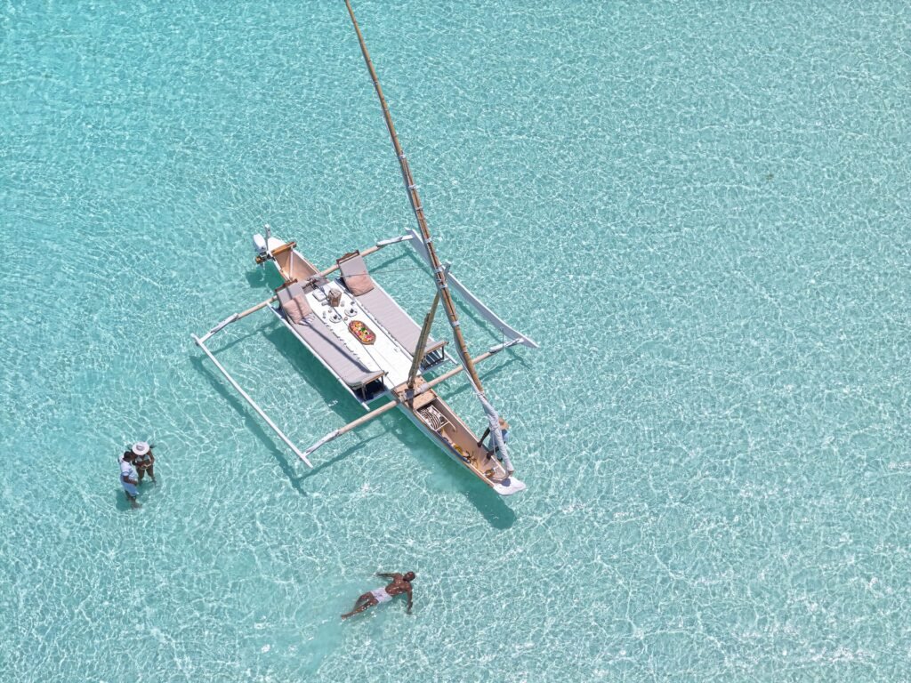 Traditional dhow sailing off Zanzibar