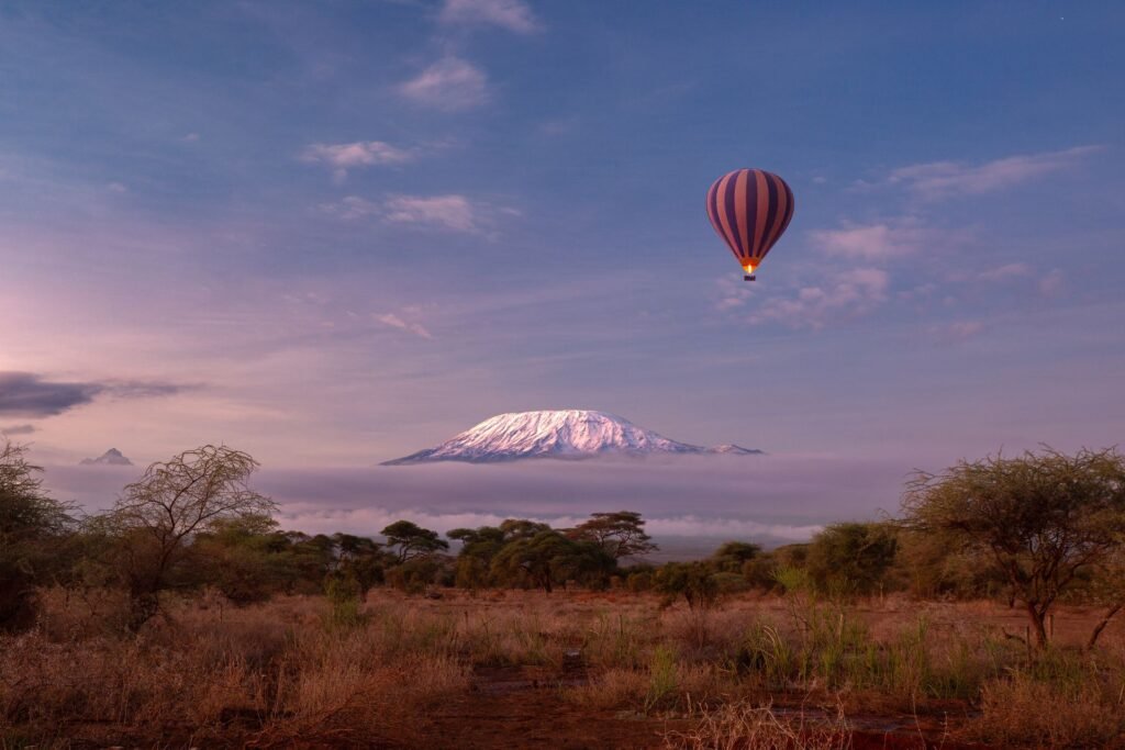 Hot air balloon safari with Kilimanjaro